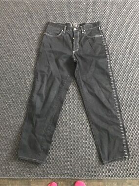 Versace Black Straight-Leg Jeans with Contrast Side Stitch